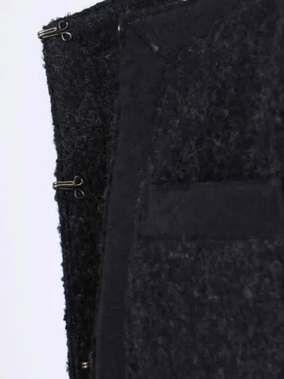 Ln22 Textured Wool Blend Jacket With Round Neckline In Black
