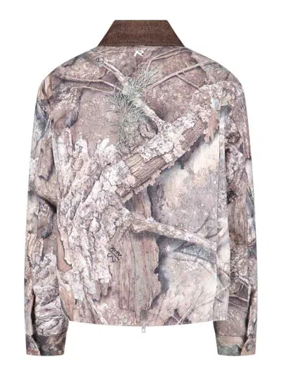 Represent Mens Tree-graphic Print Camouflage Cotton Trucker Jacket In Brown