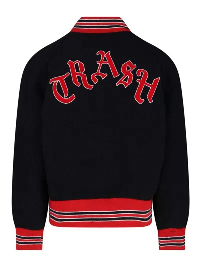 Needles Black Deconstructed Letter Bomber Jacket In Black