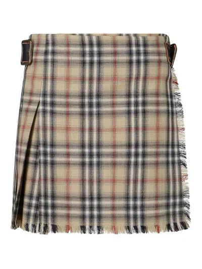 Burberry Mini Kilt Skirt In Sand