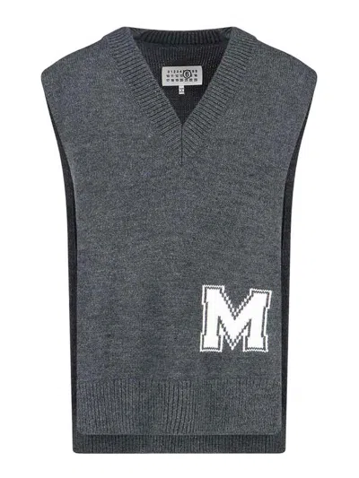 Mm6 Maison Margiela V-neck Sweater In Gray