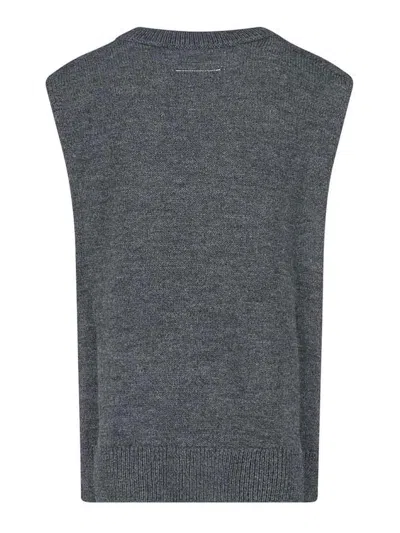 Mm6 Maison Margiela V-neck Sweater In Gray