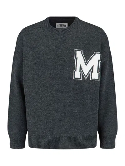 Mm6 Maison Margiela Knit Sweater Crew Neck Long Sleeves In Gray