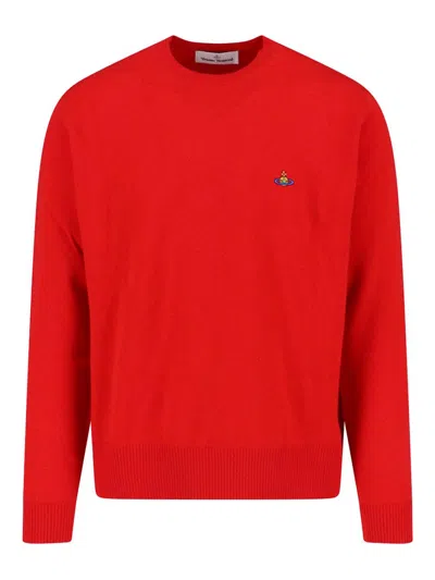 Vivienne Westwood Knit Sweater Crew Neck Ribbed Cuffs Hem In Red