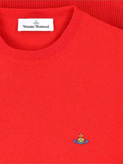 Vivienne Westwood Knit Sweater Crew Neck Ribbed Cuffs Hem In Red