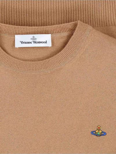 Vivienne Westwood Knitted Crew Neck Sweater Long Sleeves In Brown