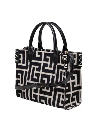 Balmain B-army Shopper 36 Bag In Pb Labyrinth Jacquard In Multi