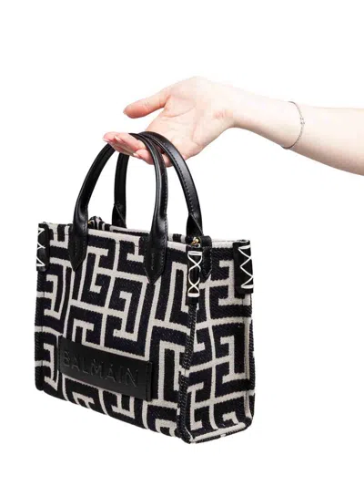 Balmain B-army Shopper 36 Bag In Pb Labyrinth Jacquard In Multi