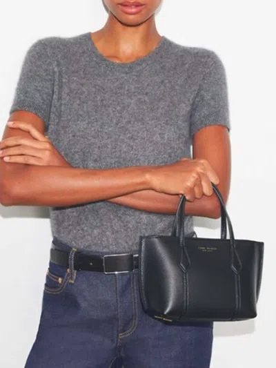 Tory Burch Mini Perry Tote Bag In Black