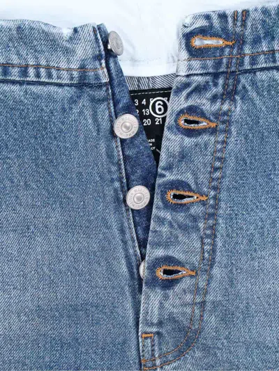 Mm6 Maison Margiela Women Sky Blue Wide-leg Denim Cotton Jeans, 26 Luxury Jeans For Women Darveys