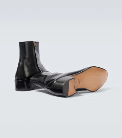 Tom Ford Black Burnished Leather Vincent Boots In Black