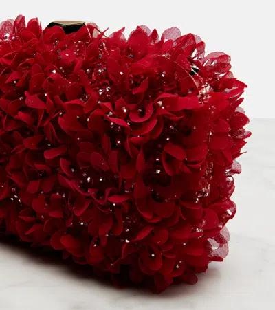 Jimmy Choo Cloud Embellished Satin Clutch In Red