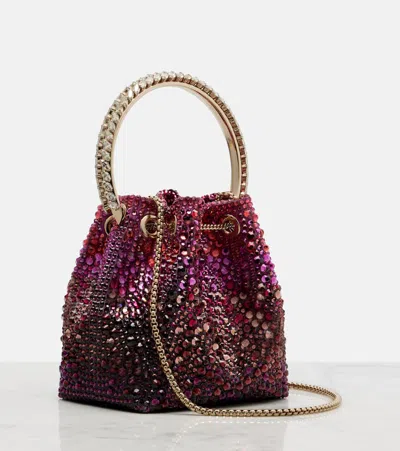 Jimmy Choo Bon Bon Embellished Bucket Bag In Purple