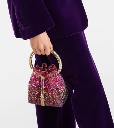 Jimmy Choo Bon Bon Embellished Bucket Bag In Purple