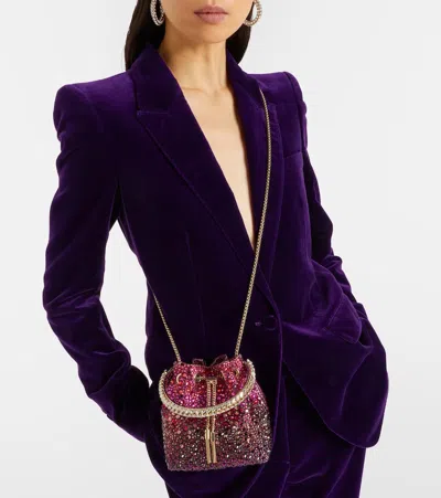 Jimmy Choo Bon Bon Embellished Bucket Bag In Purple