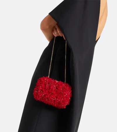 Jimmy Choo Cloud Embellished Satin Clutch In Red