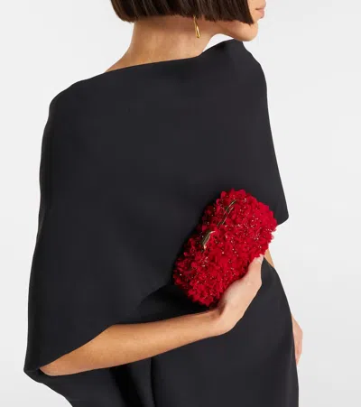 Jimmy Choo Cloud Embellished Satin Clutch In Red