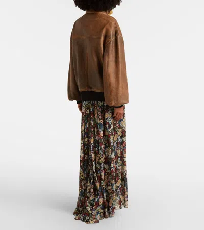 Khaite Sandor Shearling-trimmed Leather Jacket In Brown