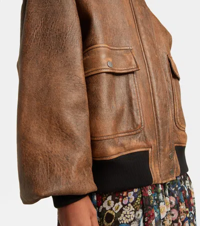 Khaite Sandor Shearling-trimmed Leather Jacket In Brown