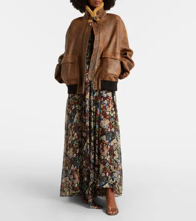 Khaite Sandor Shearling-trimmed Leather Jacket In Brown