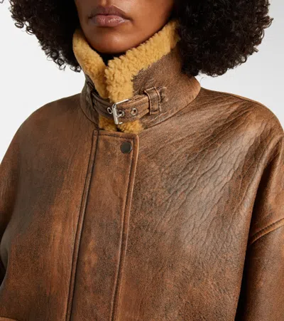 Khaite Sandor Shearling-trimmed Leather Jacket In Brown