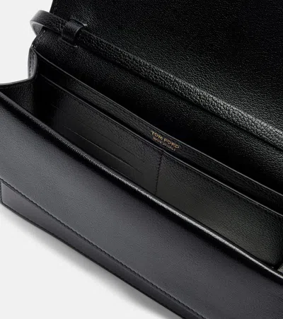 Tom Ford T Mini Leather Crossbody Bag In Black