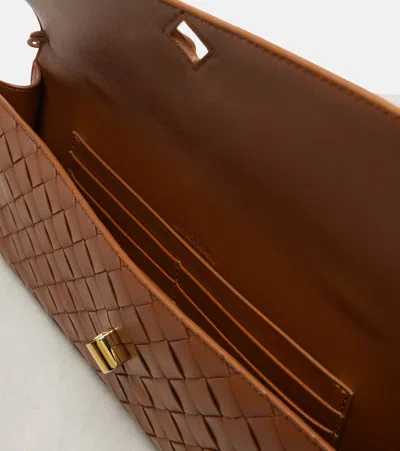 Bottega Veneta Intrecciato Leather Clutch In Brown