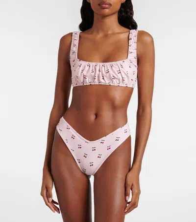 Montce Zoe Printed Bikini Top In Pink