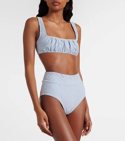 Montce Zoe Striped Bikini Top In Blue