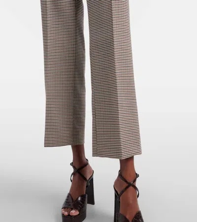 Etro Checked Wool-blend Flared Pants In Brown