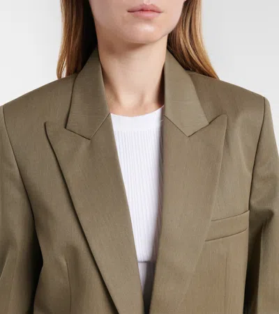 Victoria Beckham Belted Wool-blend Blazer In Brown