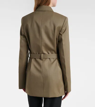 Victoria Beckham Belted Wool-blend Blazer In Brown