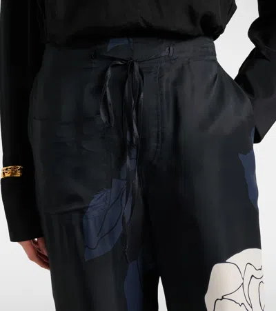 Victoria Beckham Womens Dark Navy Pale Rose Floral-motif Woven Cargo Trousers In Blue