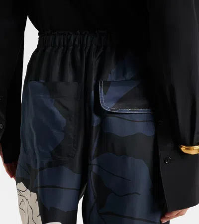 Victoria Beckham Womens Dark Navy Pale Rose Floral-motif Woven Cargo Trousers In Blue