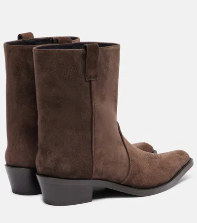 Khaite Brown Calf Leather Bos Taurus Ankle Boots In Brown
