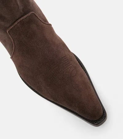 Khaite Brown Calf Leather Bos Taurus Ankle Boots In Brown