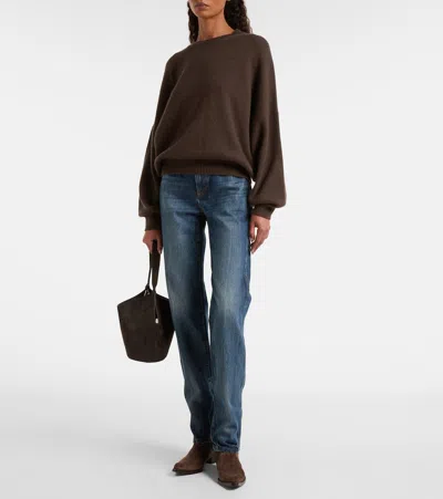 Khaite Brown Calf Leather Bos Taurus Ankle Boots In Brown
