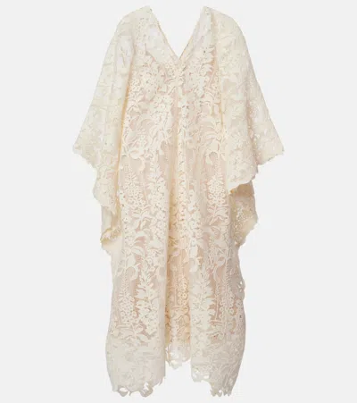 Oscar De La Renta Guipure Lace Kaftan In Neutral