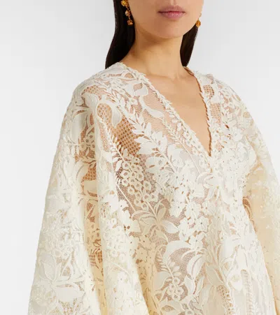 Oscar De La Renta Guipure Lace Kaftan In Neutral