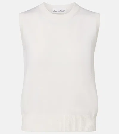 Oscar De La Renta Virgin Wool Sweater Vest In White
