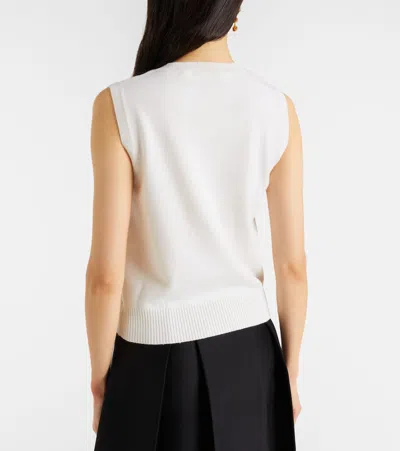 Oscar De La Renta Virgin Wool Sweater Vest In White