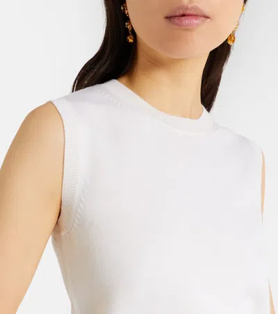 Oscar De La Renta Virgin Wool Sweater Vest In White