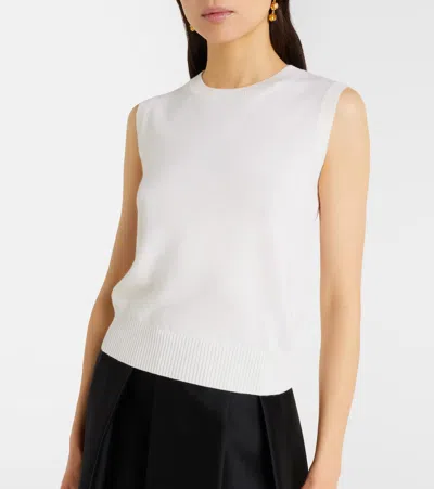 Oscar De La Renta Virgin Wool Sweater Vest In White