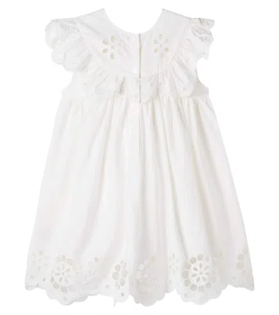 Zimmermann Awaken Embroidered Scalloped Cotton Dress In White