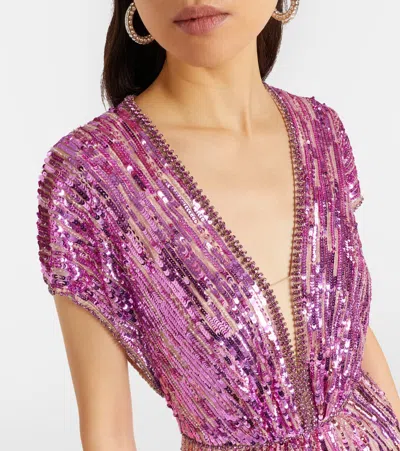 Jenny Packham Dusk Sequined Gown In Multi