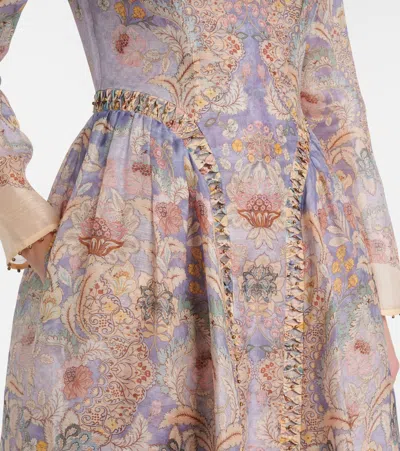 Zimmermann Rebellion Linen And Silk Midi Dress In Multi