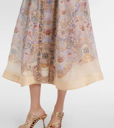 Zimmermann Rebellion Linen And Silk Midi Dress In Multi