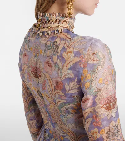 Zimmermann Rebellion Linen And Silk Midi Dress In Multi