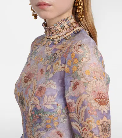 Zimmermann Rebellion Linen And Silk Midi Dress In Multi