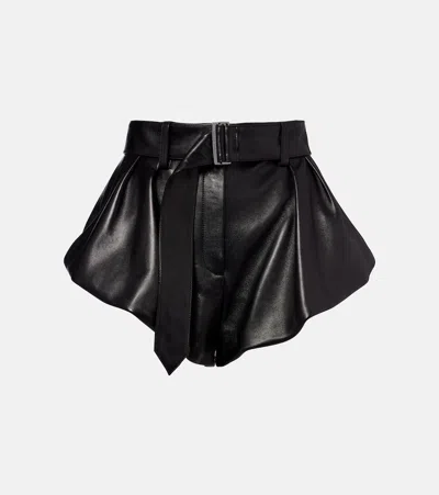 Magda Butrym Belted High-rise Leather Micro Shorts In Black